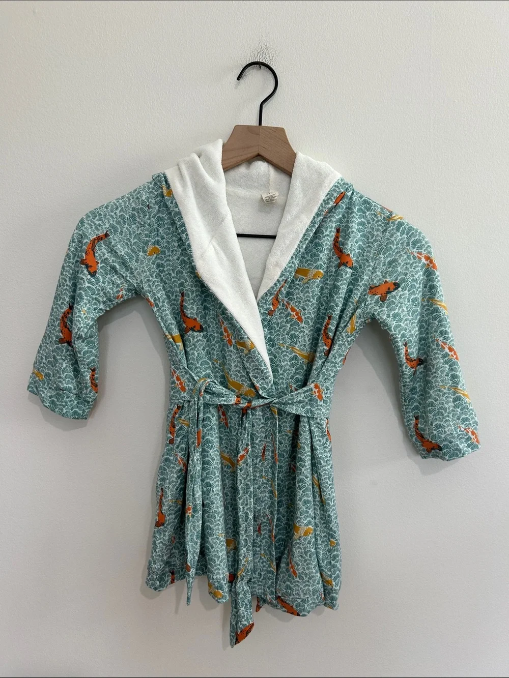 Kate Quinn Koi Fish Hooded Robe in Teal and White Size 2T 3T 4T